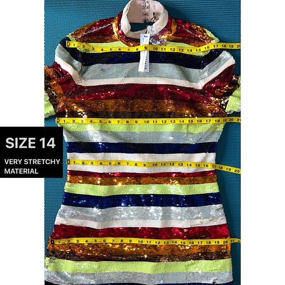 Alice + Olivia Mailynn Sequin Striped Multicolored Mini Dress - Picture 14 of 16